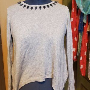 Simply Vera Wang Grey Jewel Detailed Sweater